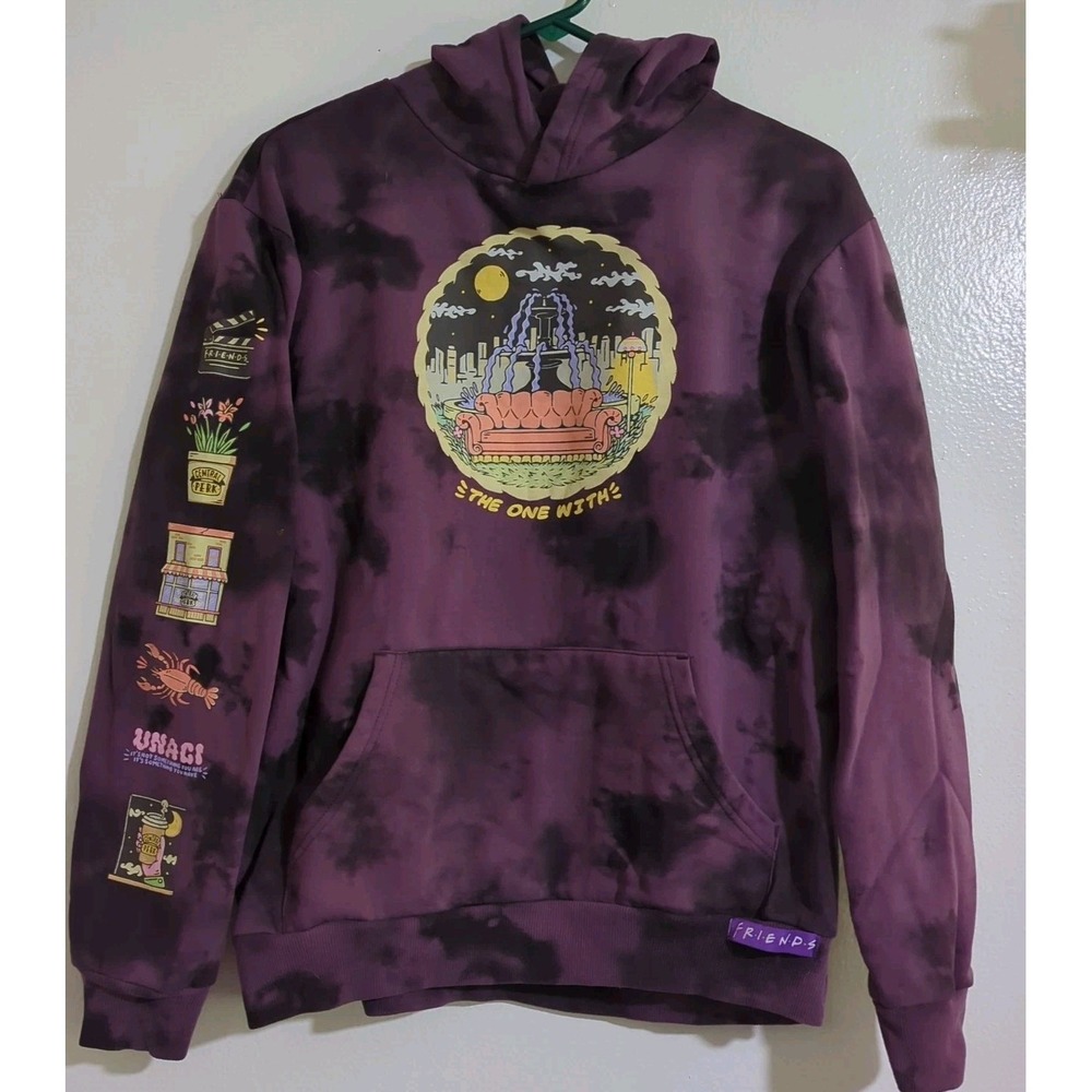 "Friends"  Hoodie Unisex Medium Central‎ Perk Couch Tie-Dye Purple The One With